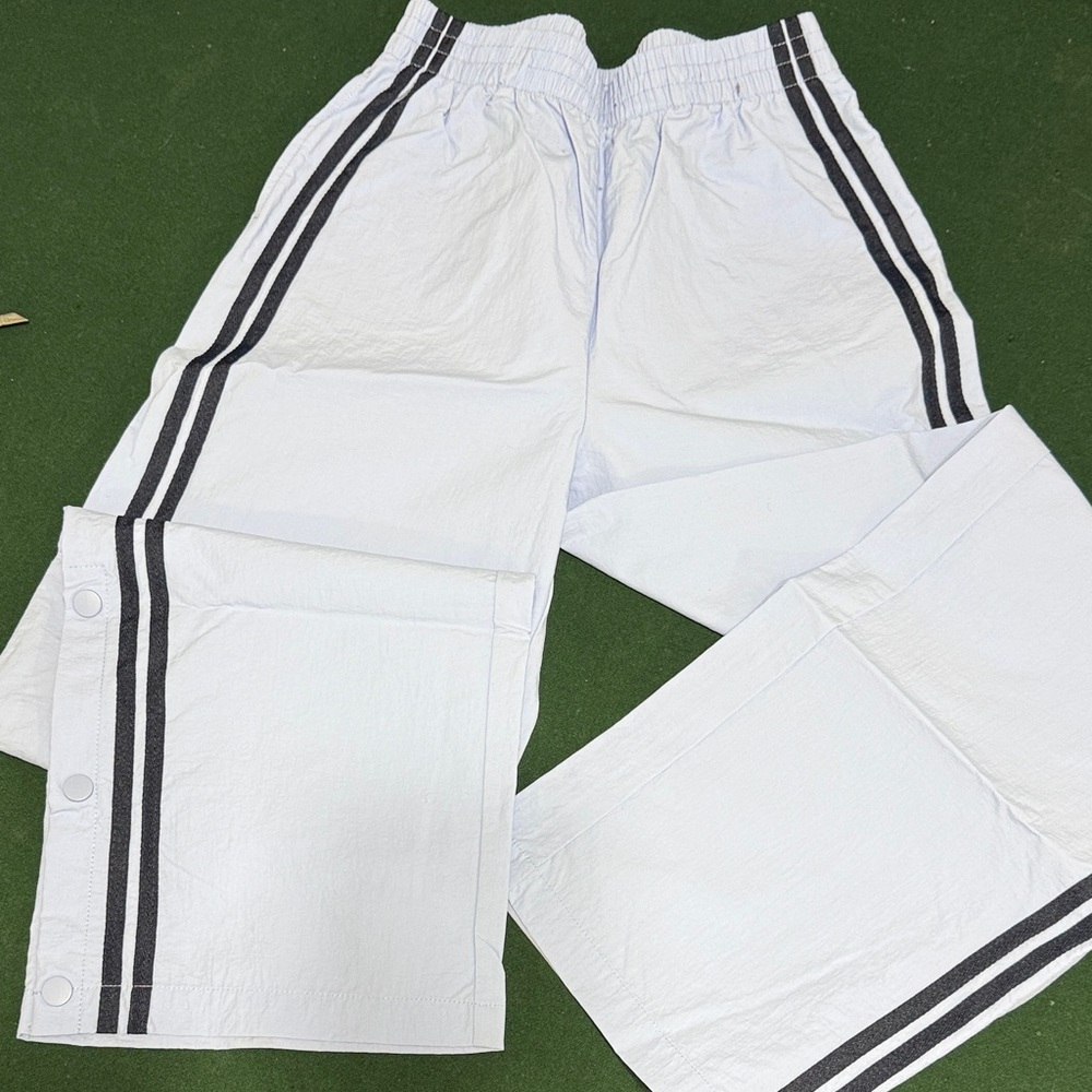 Light Blue Track Pants with Navy Stripes